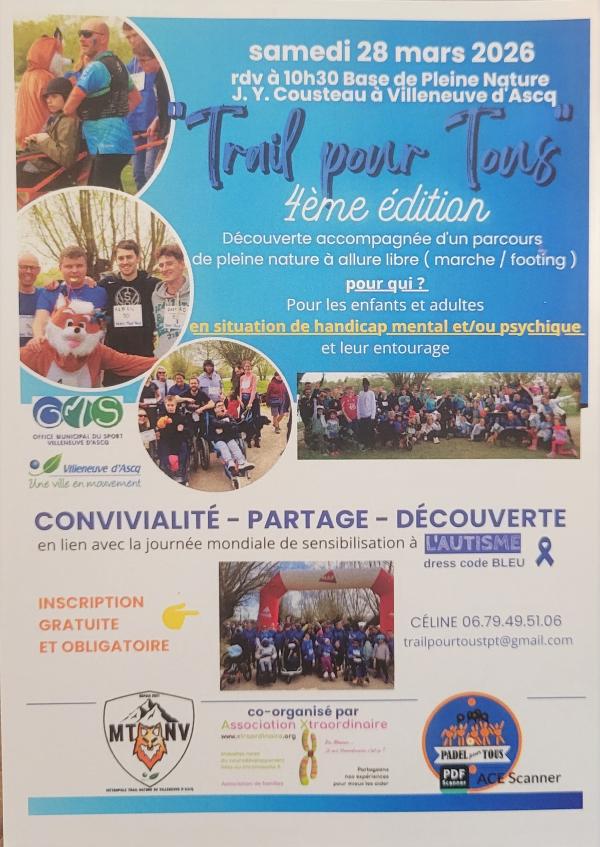 trail pour tous, padel pour tous, autisme, villeneuve d'ascq, lac du héron